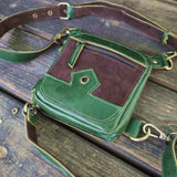 Small Green and Brown Genuine Leather Drop leg Bag with Comfortable And Adjustable Strap, Unisex Fanny Pack Bag, Leather Fanny Bag Gift