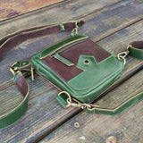 Small Green and Brown Genuine Leather Drop leg Bag with Comfortable And Adjustable Strap, Unisex Fanny Pack Bag, Leather Fanny Bag Gift