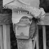 Small Maroon and Black Suede Genuine Leather Drop leg Bag with Comfortable Adjustable Strap, Unisex Fanny Pack Bag, Leather Fanny Bag Gift