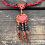 Handcrafted Genuine Leather Jewelry-Necklace-Choker for women-gift idea-green agate stone hippie-life style necklace