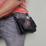 Handcrafted Vegetal Leather Multifunctional Black Belt Bag with Natural Agate Stone Design – Gift -Versatile Fanny Pack