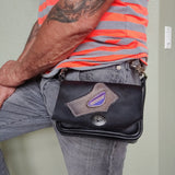 Handcrafted Vegetal Leather Multifunctional Black Belt Bag with Natural Agate Stone Design – Gift -Versatile Fanny Pack