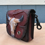 Handcrafted Vegetal Leather Multifunctional Brown Belt Bag with Embossed Longhorn Design – Gift -Versatile Fanny Pack
