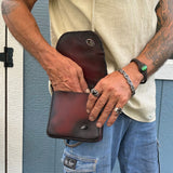 Handcrafted Vegetal Leather Multifunctional Brown Belt Bag with Embossed Longhorn Design – Gift -Versatile Fanny Pack