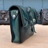 Handcrafted Vegetal Leather Multifunctional Turquoise Color Belt Bag with Embossed Sea Horse Design – Gift -Versatile Fanny Pack