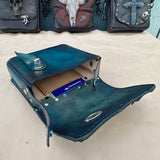 Handcrafted Vegetal Leather Multifunctional Turquoise Color Belt Bag with Embossed Sea Horse Design – Gift -Versatile Fanny Pack