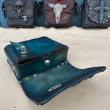 Handcrafted Vegetal Leather Multifunctional Turquoise Color Belt Bag with Embossed Sea Horse Design – Gift -Versatile Fanny Pack