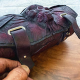 Handcrafted Genuine Vegetal Light Maroon Leather Front Fork Tool Bag With Embossed Skull Design-Harley Davidson and Universal Motorcycle Bag