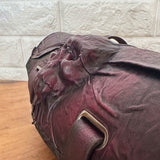 Handcrafted Genuine Vegetal Light Maroon Leather Front Fork Tool Bag With Embossed Skull Design-Harley Davidson and Universal Motorcycle Bag