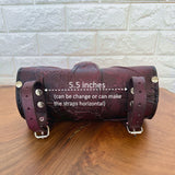 Handcrafted Genuine Vegetal Light Maroon Leather Front Fork Tool Bag With Embossed Skull Design-Harley Davidson and Universal Motorcycle Bag