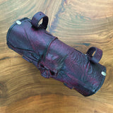 Handcrafted Genuine Vegetal Light Maroon Leather Front Fork Tool Bag With Embossed Skull Design-Harley Davidson and Universal Motorcycle Bag