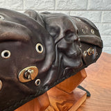 MADE TO ORDER-Handcrafted Genuine Vegetal Rustic Black Leather Front Fork Tool Bag With Embossed Skull and Eyelet-Universal Motorcycle Bag