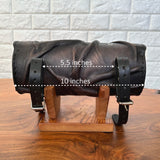 MADE TO ORDER-Handcrafted Genuine Vegetal Rustic Black Leather Front Fork Tool Bag With Embossed Skull and Eyelet-Universal Motorcycle Bag