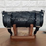 MADE TO ORDER-Handcrafted Rustic Black Genuine Leather Tool Bag With Embossed Skull Design-Harley Davidson and Universal Motorcycle Bag