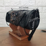 MADE TO ORDER-Handcrafted Rustic Black Genuine Leather Tool Bag With Embossed Skull Design-Harley Davidson and Universal Motorcycle Bag