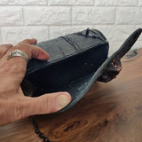 MADE TO ORDER-Handcrafted Rustic Black Genuine Leather Tool Bag With Embossed Skull Design-Harley Davidson and Universal Motorcycle Bag