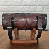 Handcrafted Genuine Vegetal leather Brown Front Fork Tool Bag With Embossed Skull Design-Harley Davidson and Universal Motorcycle Bag