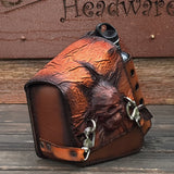 CUSTOM ORDER - Handcrafted Vegetal Leather Motorcycle Saddlebag with Embossed Skull-Harley Davidson Sportster-Universal Swingarm Bag