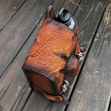 CUSTOM ORDER - Handcrafted Vegetal Leather Motorcycle Saddlebag with Embossed Skull-Harley Davidson Sportster-Universal Swingarm Bag