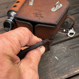 CUSTOM ORDER - Handcrafted Vegetal Leather Motorcycle Saddlebag with Embossed Skull-Harley Davidson Sportster-Universal Swingarm Bag