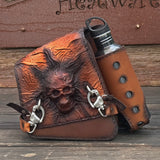 CUSTOM ORDER - Handcrafted Vegetal Leather Motorcycle Saddlebag with Embossed Skull-Harley Davidson Sportster-Universal Swingarm Bag