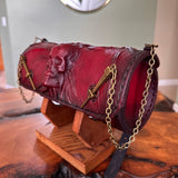 CUSTOM ORDER - Handcrafted Leather Genuine Tool Bag With Embossed Skull Design-Harley Davidson and Universal Motorcycle Bag