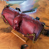 CUSTOM ORDER - Handcrafted Leather Genuine Tool Bag With Embossed Skull Design-Harley Davidson and Universal Motorcycle Bag