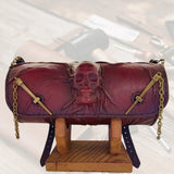CUSTOM ORDER - Handcrafted Leather Genuine Tool Bag With Embossed Skull Design-Harley Davidson and Universal Motorcycle Bag