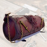 CUSTOM ORDER - Handcrafted Leather Genuine Tool Bag With Embossed Skull Design-Harley Davidson and Universal Motorcycle Bag