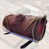 CUSTOM ORDER - Handcrafted Leather Genuine Tool Bag With Embossed Skull Design-Harley Davidson and Universal Motorcycle Bag
