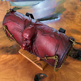 CUSTOM ORDER - Handcrafted Leather Genuine Tool Bag With Embossed Skull Design-Harley Davidson and Universal Motorcycle Bag