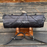 Long Handcrafted Vegetal Leather Black Color Embossed Skull Tool Bag-Motorcycle Harley Davidson-Universal Motorcycle Front Fork Bag