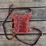 Small Maroon and Black Suede Genuine Leather Drop leg Bag with Comfortable Adjustable Strap, Unisex Fanny Pack Bag, Leather Fanny Bag Gift