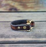 Handcrafted 7 inches fit Brown Genuine Leather Unisex Marine Style Fashion Bracelet Cuff Brass Shackle  Design Bracelet