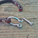Handcrafted 7 inches fit Brown Genuine Leather Unisex Marine Style Fashion Bracelet Cuff Stainless Steel Shackle  Design Bracelet
