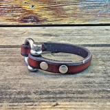 Handcrafted 7 inches fit Brown Genuine Leather Unisex Marine Style Fashion Bracelet Cuff Stainless Steel Shackle  Design Bracelet