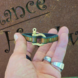 Handcrafted 7.5 inches fit Genuine Leather Unisex Marine Style Fashion Bracelet-Cuff-Gold Color Shackle  Design Bracelet