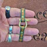 Handcrafted 7.5 inches fit Genuine Leather Unisex Marine Style Fashion Bracelet-Cuff-Gold Color Shackle  Design Bracelet