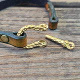 Handcrafted 7.5 inches fit Genuine Leather Unisex Marine Style Fashion Bracelet-Cuff-Gold Color Shackle  Design Bracelet