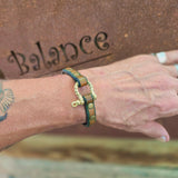 Handcrafted 7.5 inches fit Genuine Leather Unisex Marine Style Fashion Bracelet-Cuff-Gold Color Shackle  Design Bracelet