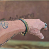 Handcrafted 7.5 inches fit Genuine Leather Unisex Marine Style Fashion Bracelet-Cuff-Gold Color Shackle  Design Bracelet