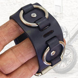 Unique Handcrafted Genuine Leather with Buckle Detail Bracelet-Adjustable Unisex Gift Cuff Wristband Black