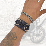 Unique Handcrafted Genuine Leather with Buckle Detail Bracelet-Adjustable Unisex Gift Cuff Wristband Black