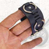 Unique Handcrafted Genuine Leather with Buckle Detail Bracelet-Adjustable Unisex Gift Cuff Wristband Black