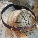 Boho Leather Choker with Green Agate Stone Setting (2265120538678)