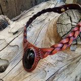 Boho Leather Choker with Onyx Setting (2265120833590)