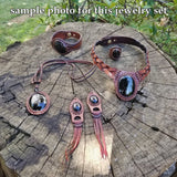 Boho Leather Earing with Onyx Setting (2265120997430)