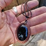 Boho Leather Necklace with Onyx Setting (2265121226806)