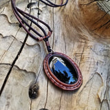 Boho Leather Necklace with Onyx Setting (2265121226806)