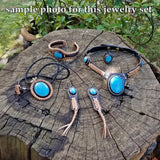 Boho Leather Earring with Turquoise Stone setting (2265121423414)